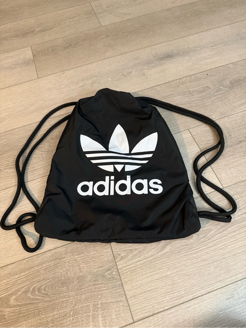 adidas Black Trefoil Drawstring Gym Bag